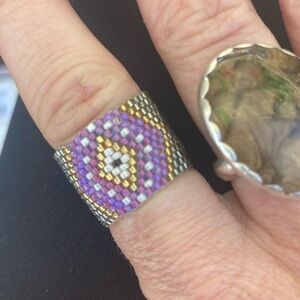 Gorgeous hand beaded ring from bali size 7